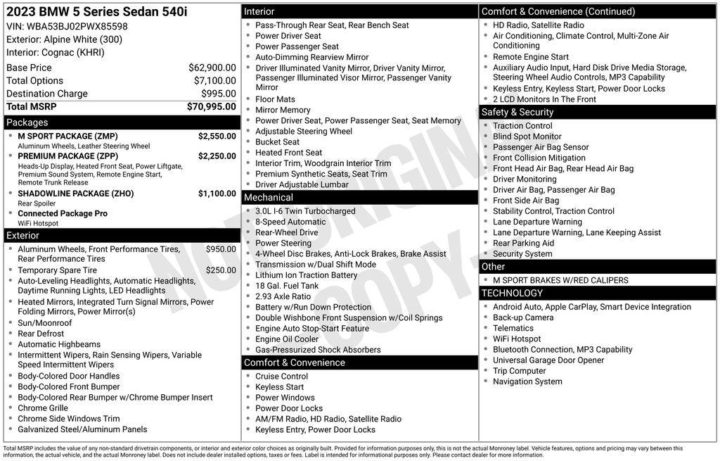 2023 BMW 5 Series 540i photo 6