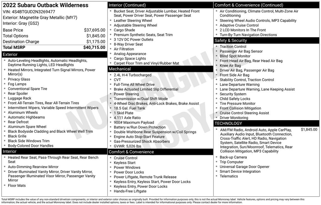 2022 Subaru Outback Wilderness photo 5
