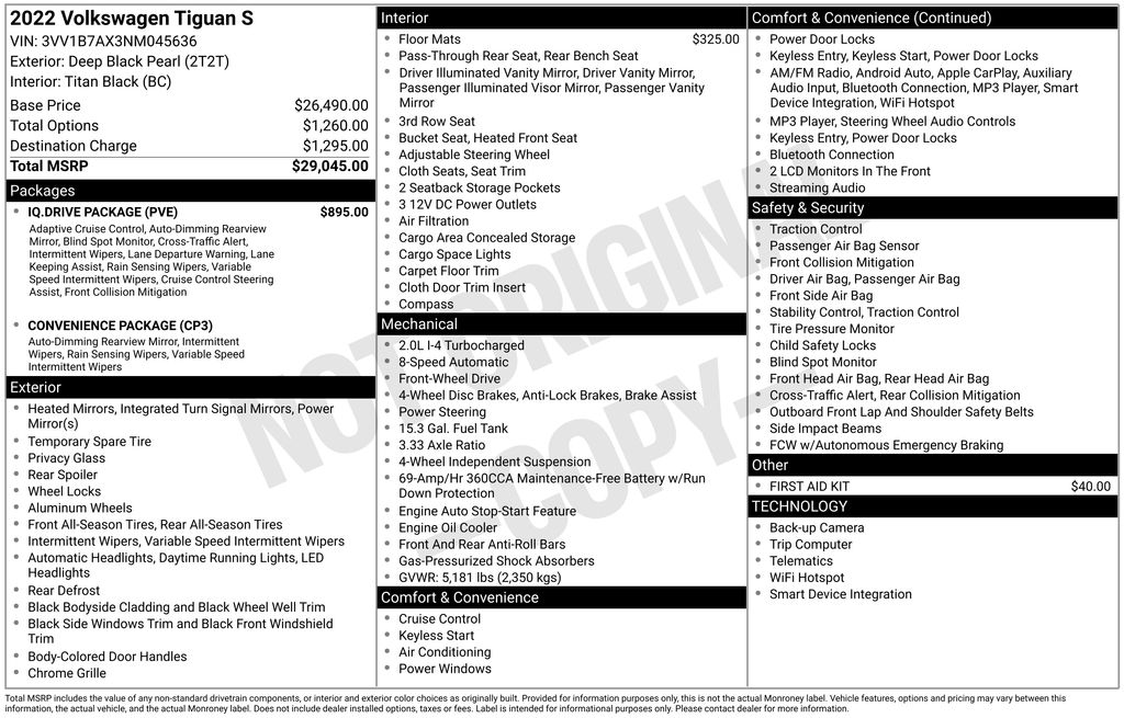 2022 Volkswagen Tiguan 2.0T S photo 5