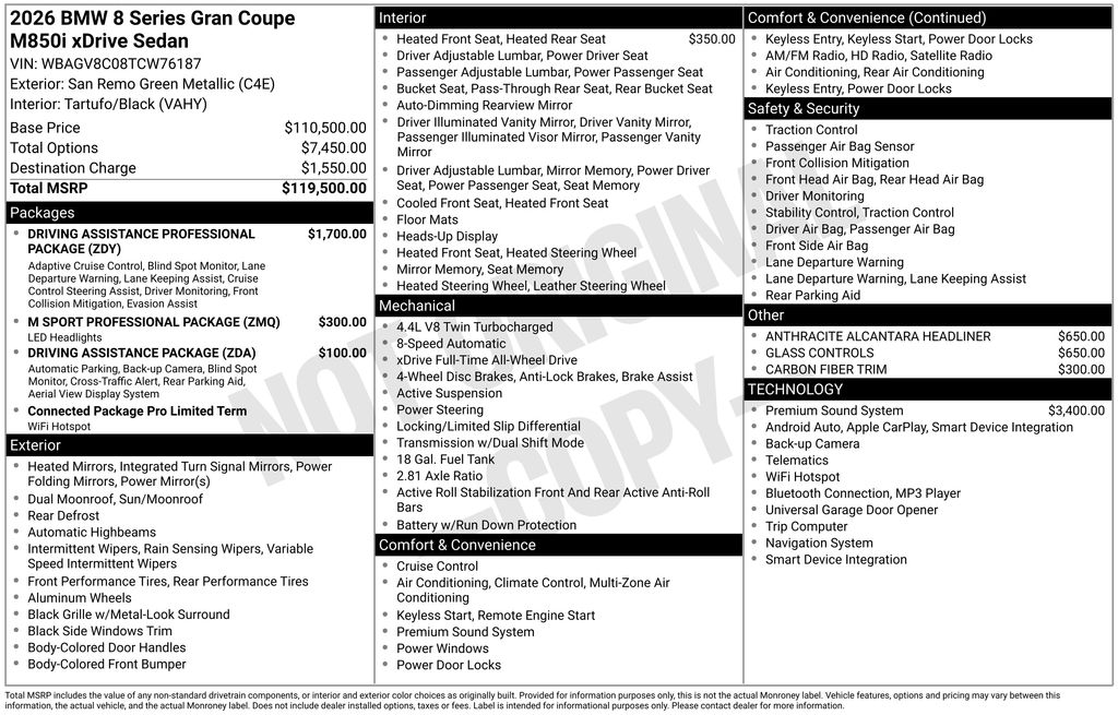 2026 BMW 8 Series M850i xDrive Gran Coupe photo 5