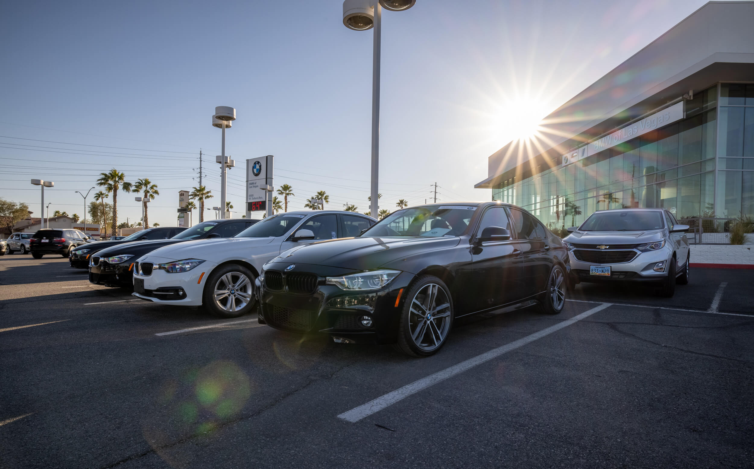 View of car lot at BMW of Las Vegas