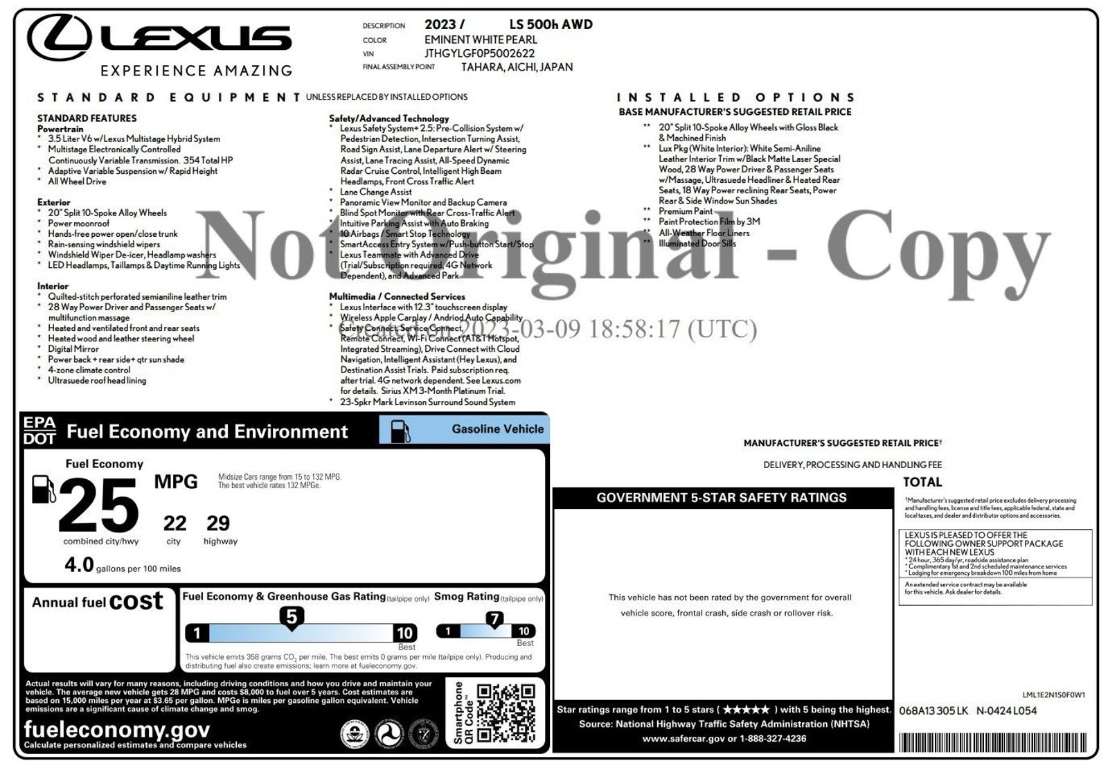Used 2023 Lexus LS 500h Sedan