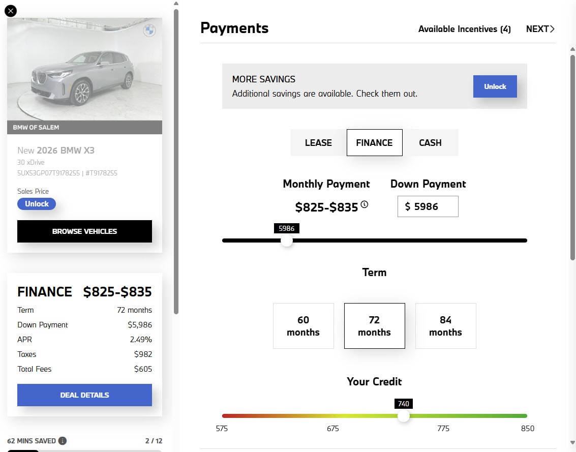 Customize your monthly payment - BMW of Salem
