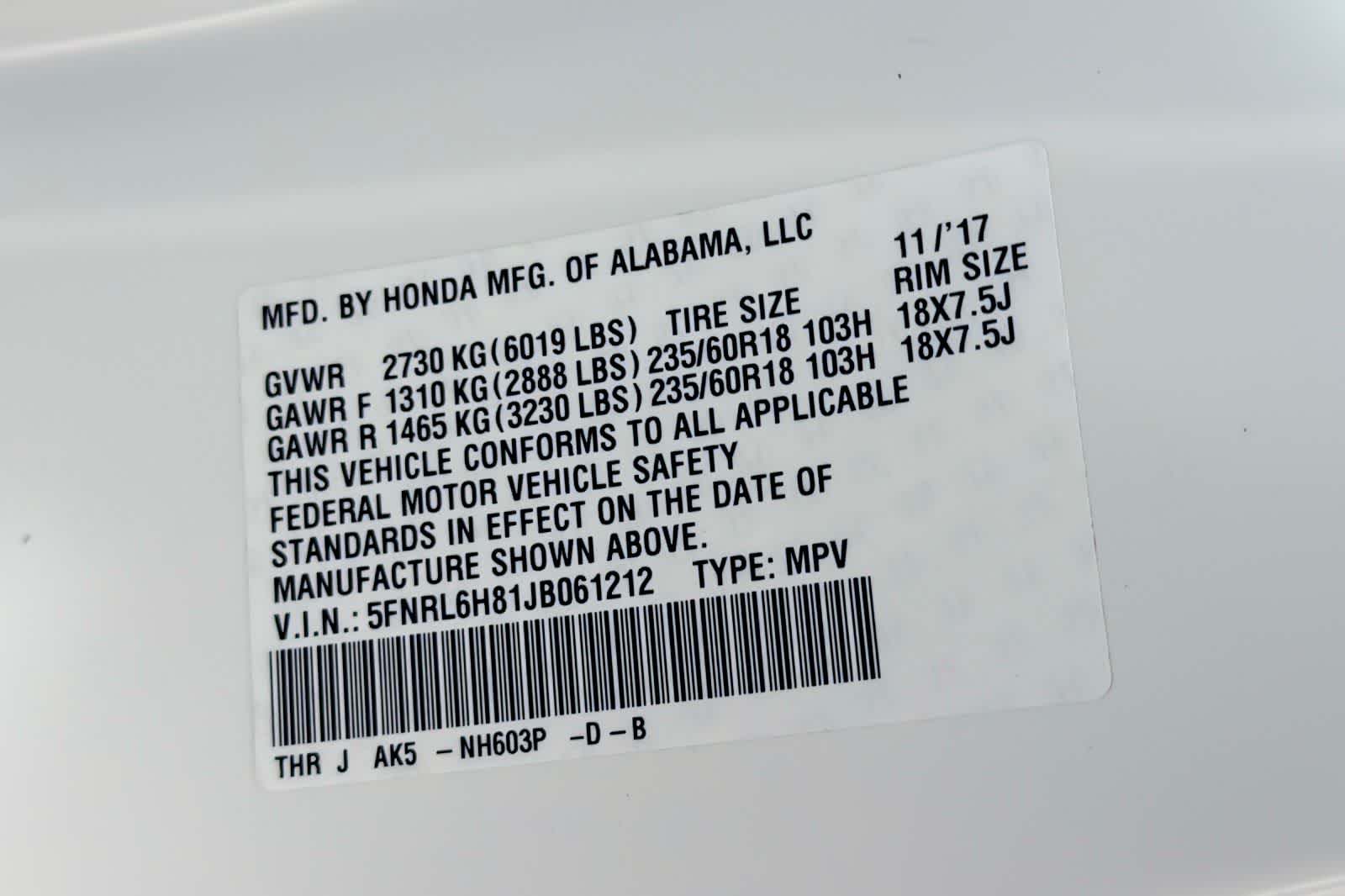 Thumbnail: 2018 Honda Odyssey - 30