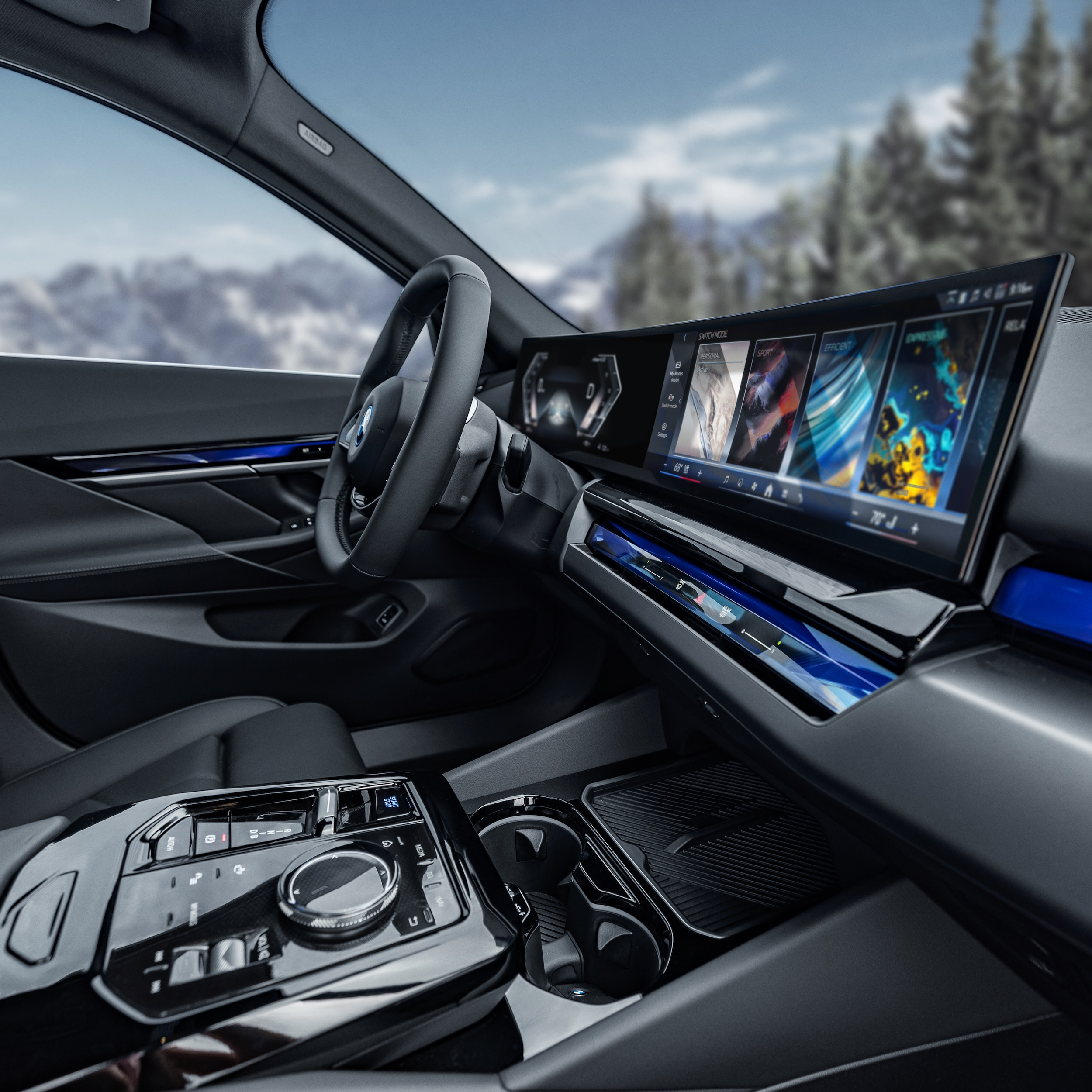 BMW i5 interior and touchscreen view