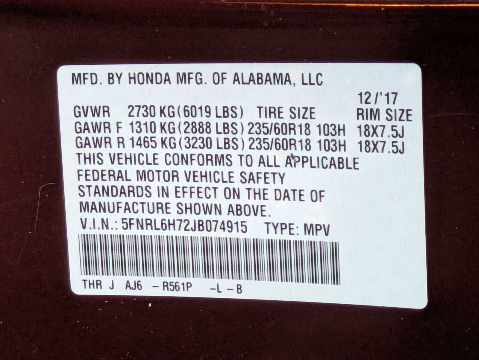 Thumbnail: 2018 Honda Odyssey - 37