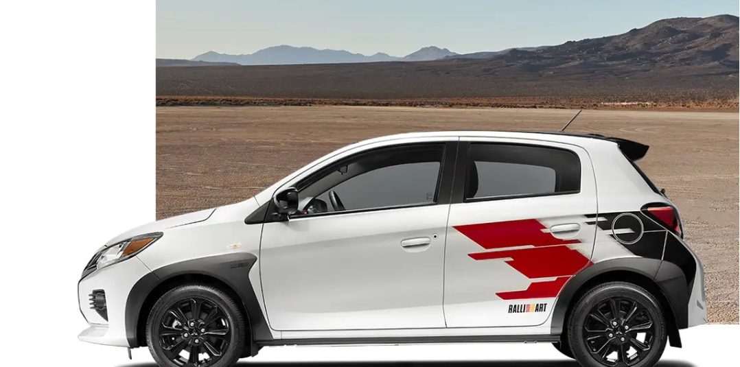 Mitsubishi Mirage in desert