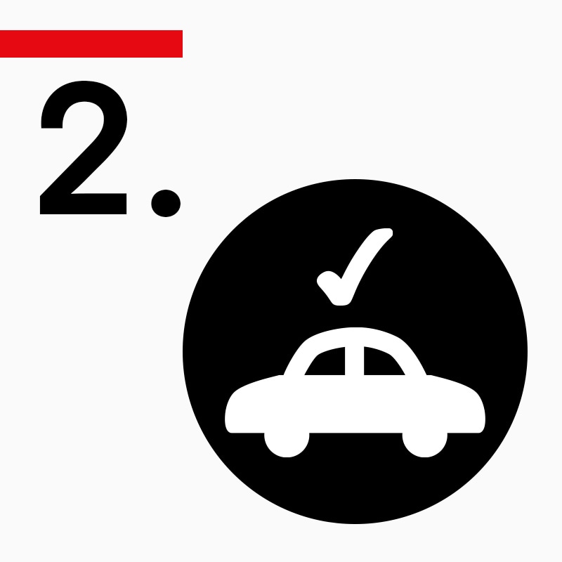 Step 2: Icon of Car with Check Mark Above It