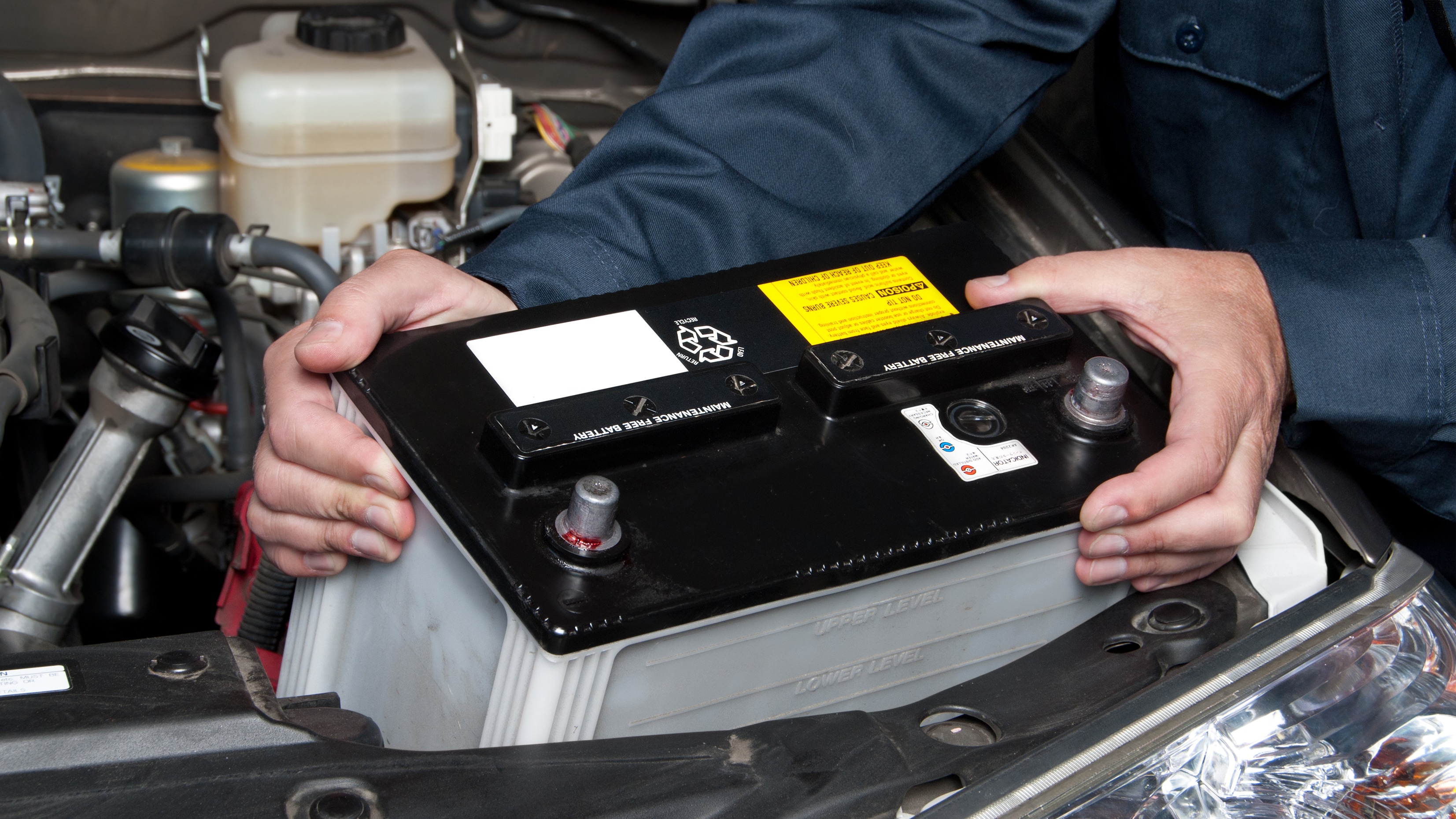 car battery being replaced