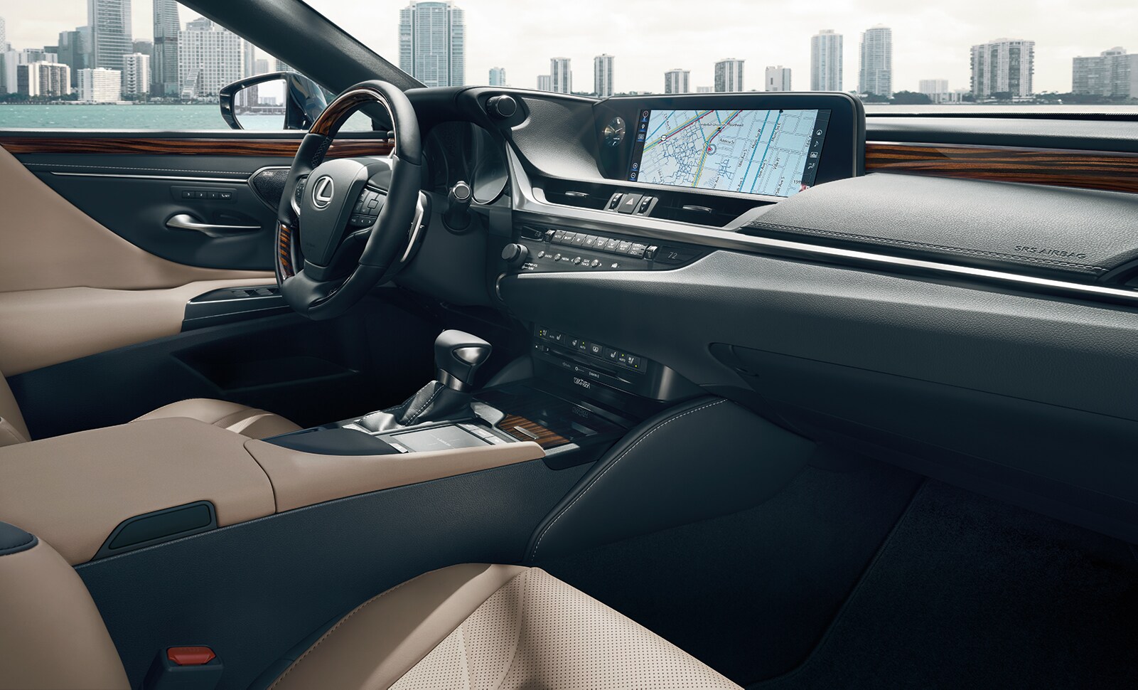 Model Features of the 2020 Lexus ES and ES Hybrid | The beige interior of the 2020 Lexus ES