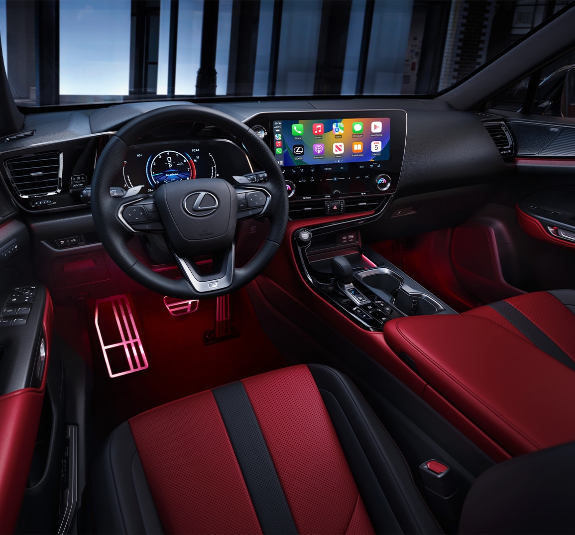 2023 Lexus NX | Black and red interior of a 2023 Lexus NX