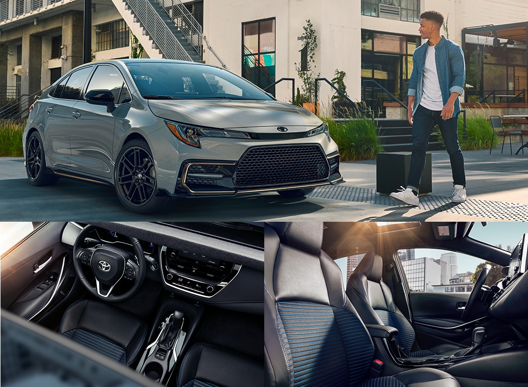 The Top 3 Most Fuel Efficient Toyota Models at Bobby Rahal Toyota in Mechanicsburg, PA | Guy starring at Toyota Corolla & interior photos of car