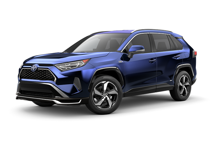 The Best Toyota Vehicles for College Grads at Bobby Rahal Toyota in Mechanicsburg, PA | Front profile of a blue Toyota RAV4