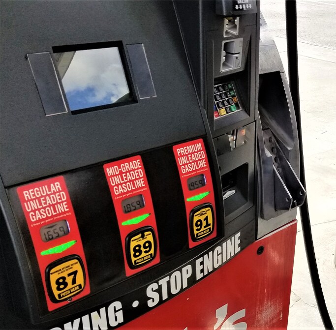 Best MPG At  Bobby Rahal Toyota in Mechanicsburg, PA | Gas station pump with 87, 89, and 91 gasoline buttons 