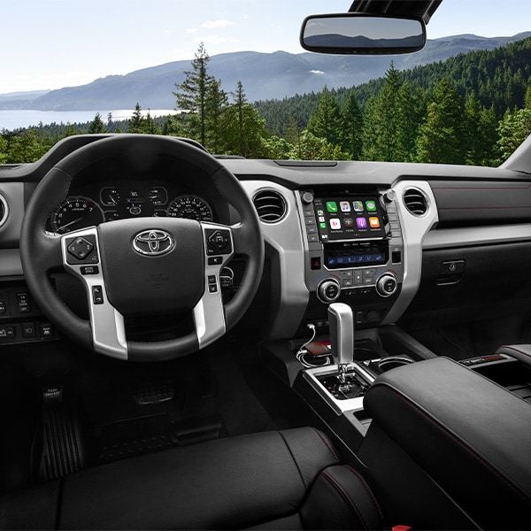 The 2022 Toyota Tundra vs. The 2021 Toyota Tundra at Bobby Rahal Toyota | Interior of the 2021 Toyota Tundra Featuring the Infotainment System