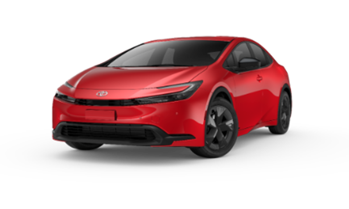 The Best Toyota Vehicles for College Grads at Bobby Rahal Toyota in Mechanicsburg, PA | Front Profile of red Toyota Prius
