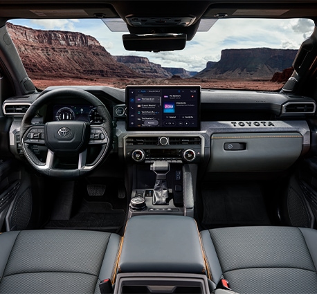 2024 Toyota Tacoma at Bobby Rahal Toyota in Mechanicsburg, PA | Close up of black interior of the new 2024 Toyota Tacoma 