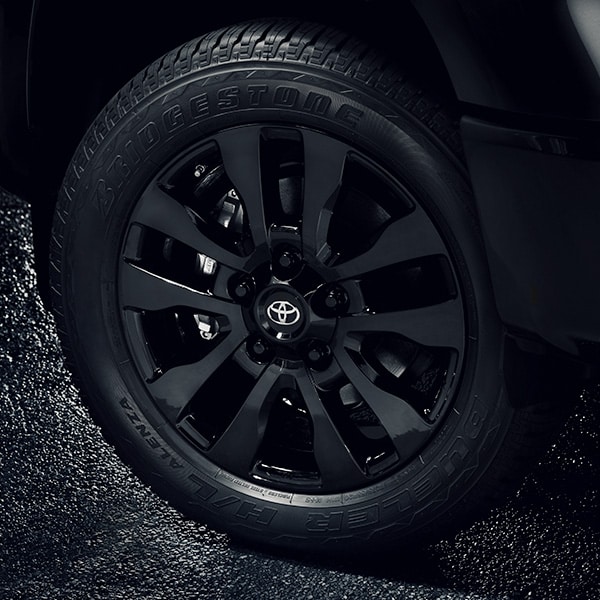 The 2022 Toyota Tundra vs. The 2021 Toyota Tundra at Bobby Rahal Toyota | Black on Black Wheel of the 2021 Toyota Tundra Nightshade Edition