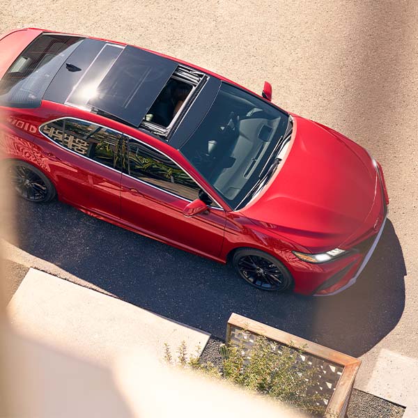 Model Features of the 2022 Toyota Camry at Bobby Rahal Toyota | Overhead View of Red 2022 Toyota Camry