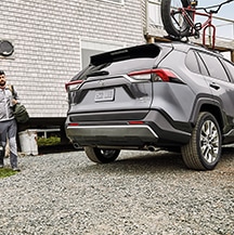 Model Features of the 2021 Toyota RAV4 at Bobby Rahal Toyota | RAV4 with bike mounted