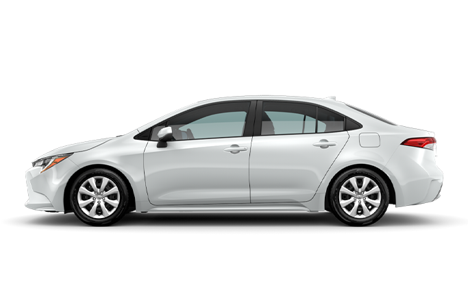 The Best Toyota Vehicles for College Grads at Bobby Rahal Toyota in Mechanicsburg, PA | Side profile of a white Toyota Corolla 