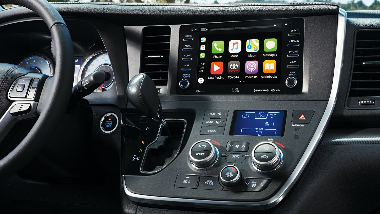 Interior view of the Sienna's Infotainment system