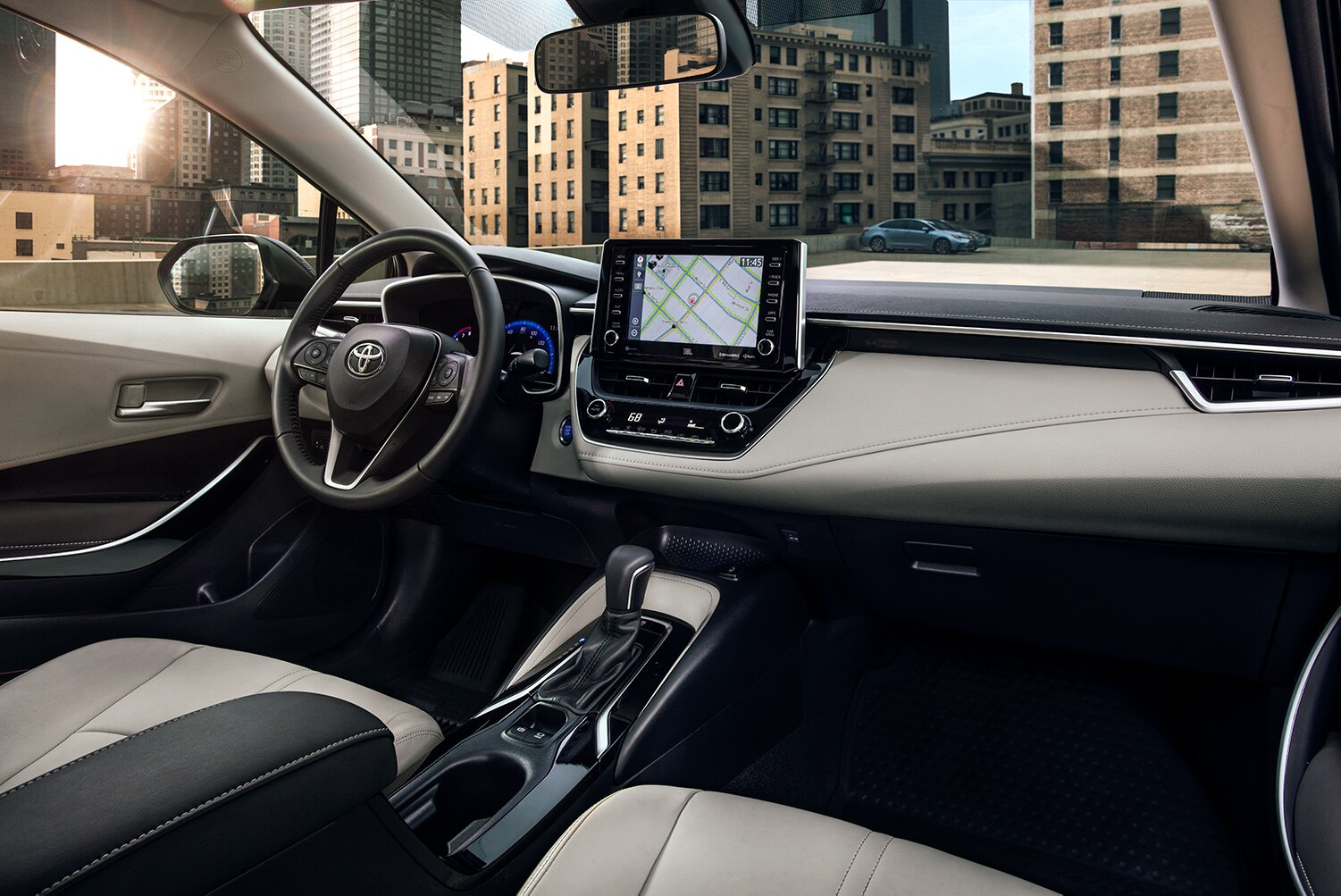 Model Features of the 2020 Toyota Corolla at Bobby Rahal Toyota in Lewistown | The interior of the 2020 Toyota Corolla Hybrid