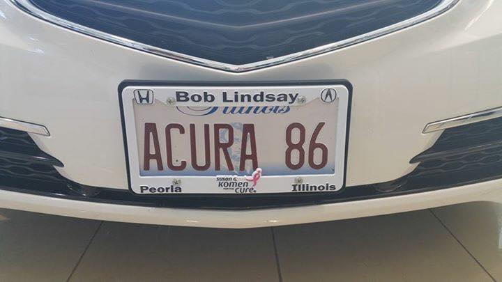 Bob Lindsay Honda For The Cure License Plate Cover