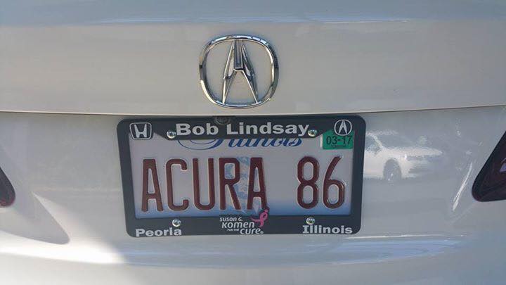 Bob Lindsay Honda For The Cure License Plate Cover