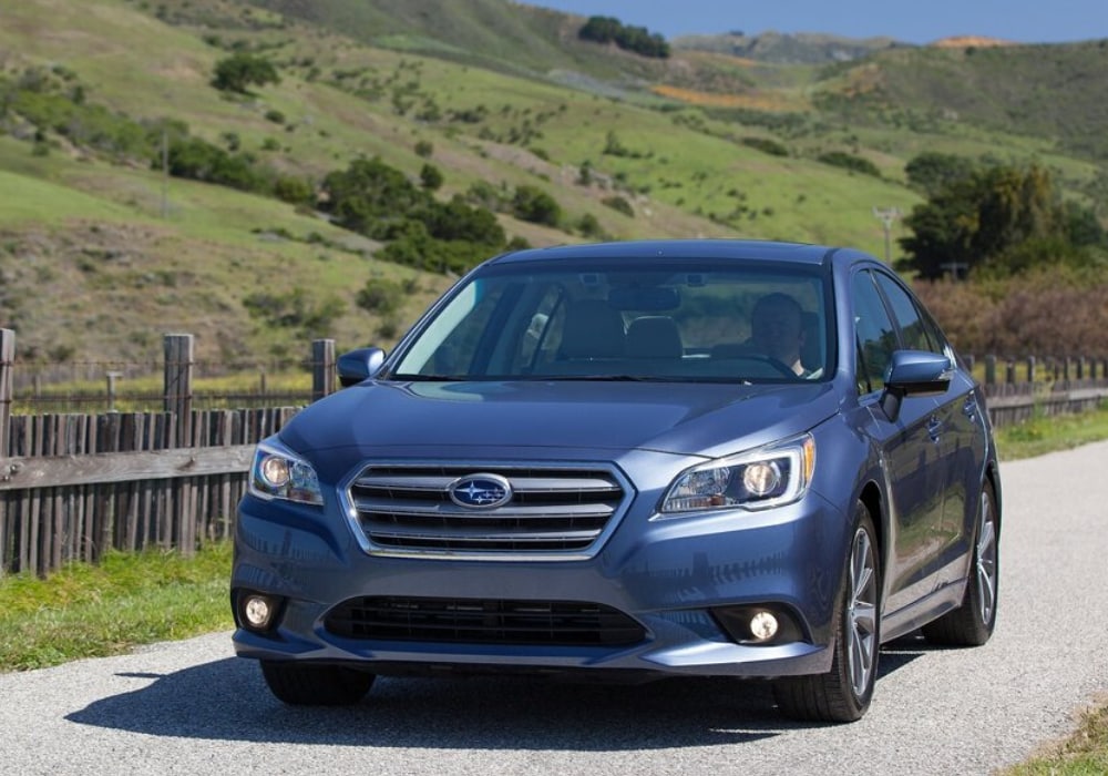 used 2015 Subaru Legacy sedan blue exterior color LED headlights in Colorado Springs