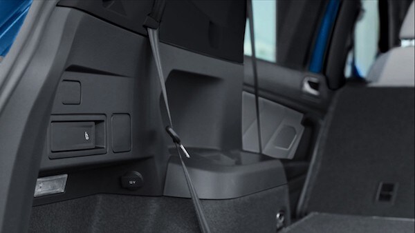 2020 Volkswagen Tiguan seat release levers in cargo area