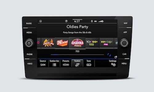 2023 VW Atlas Cross Sport Sirius XM showing available channels