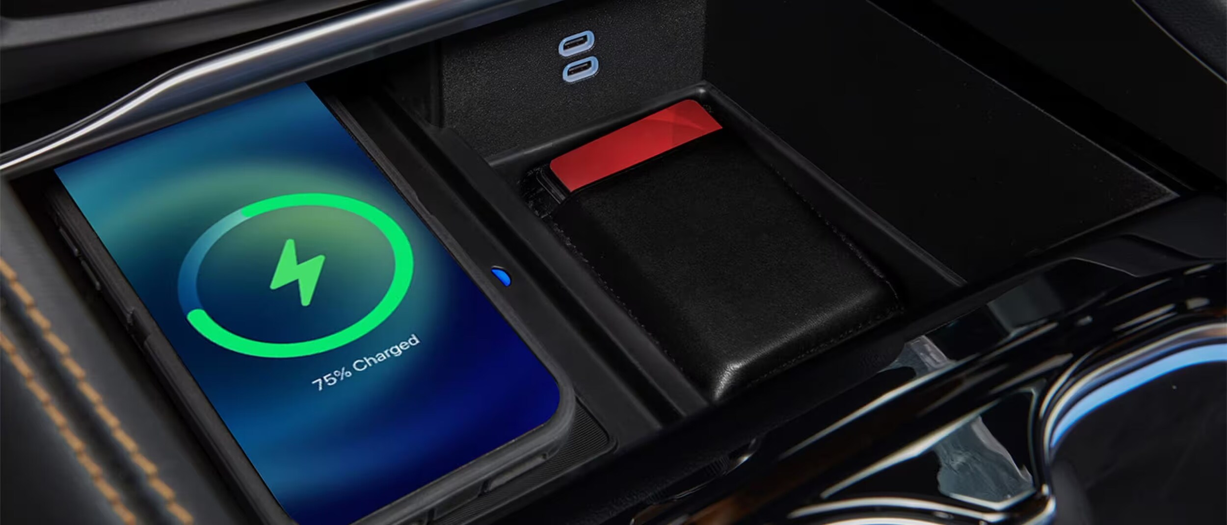 Wireless charging inside the 2026 Chrysler Pacifica near Orange