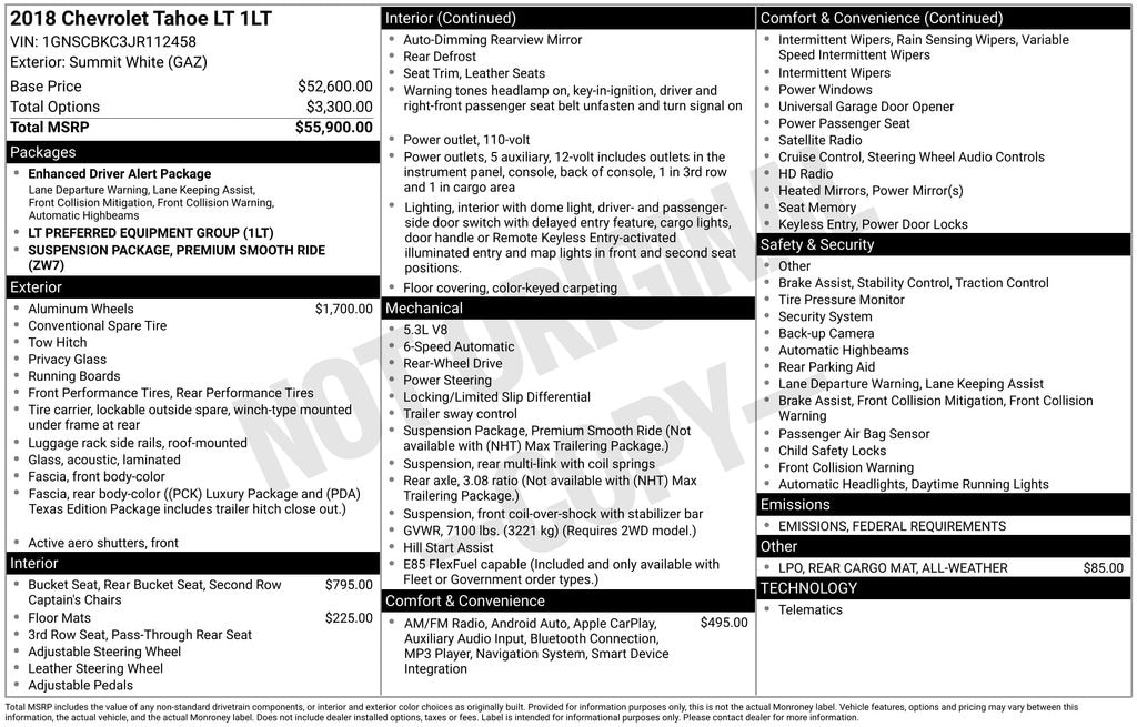 Used 2018 Chevrolet Tahoe LT SUV