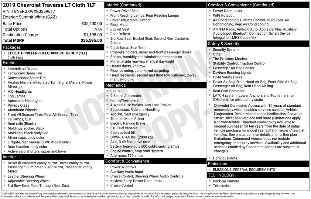 Used 2019 Chevrolet Traverse LT SUV