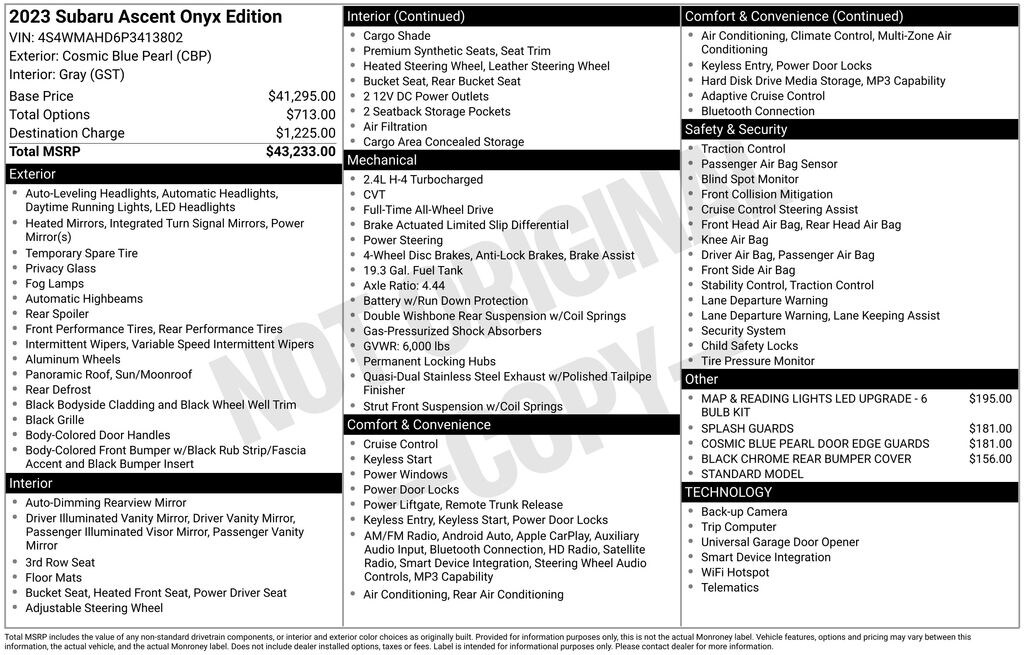 Used 2023 Subaru Ascent Onyx Edition SUV