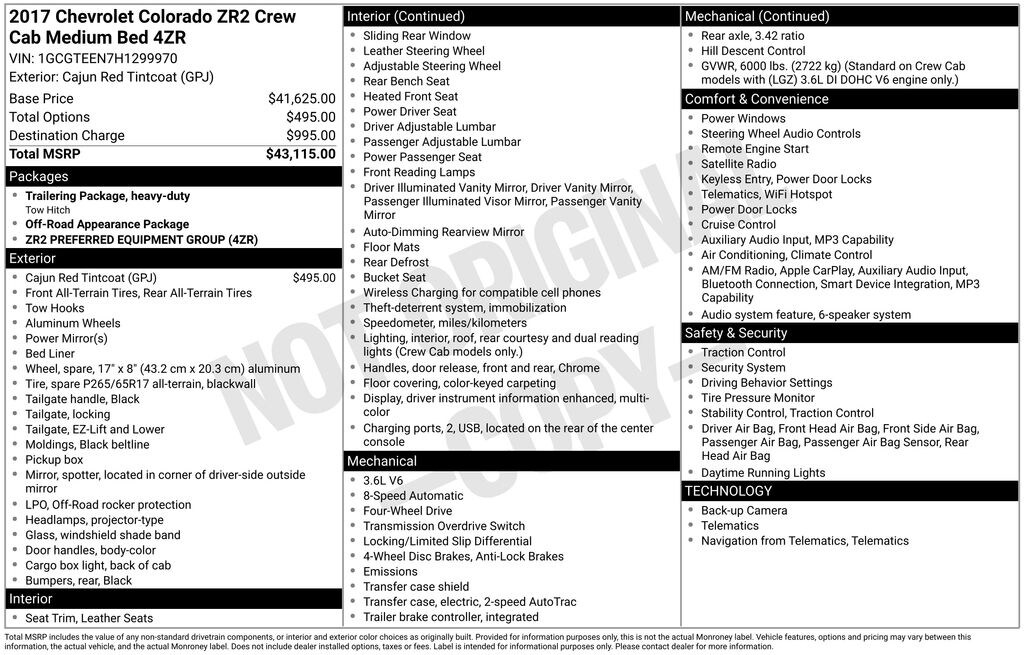 Used 2017 Chevrolet Colorado ZR2 Truck