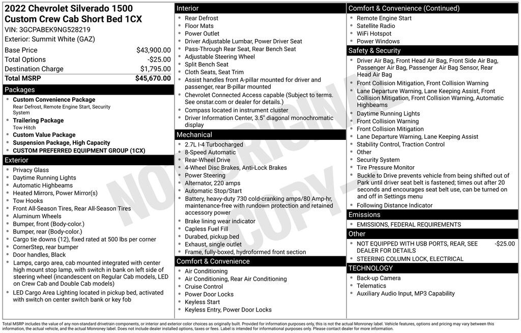 Used 2022 Chevrolet Silverado 1500 Custom Truck