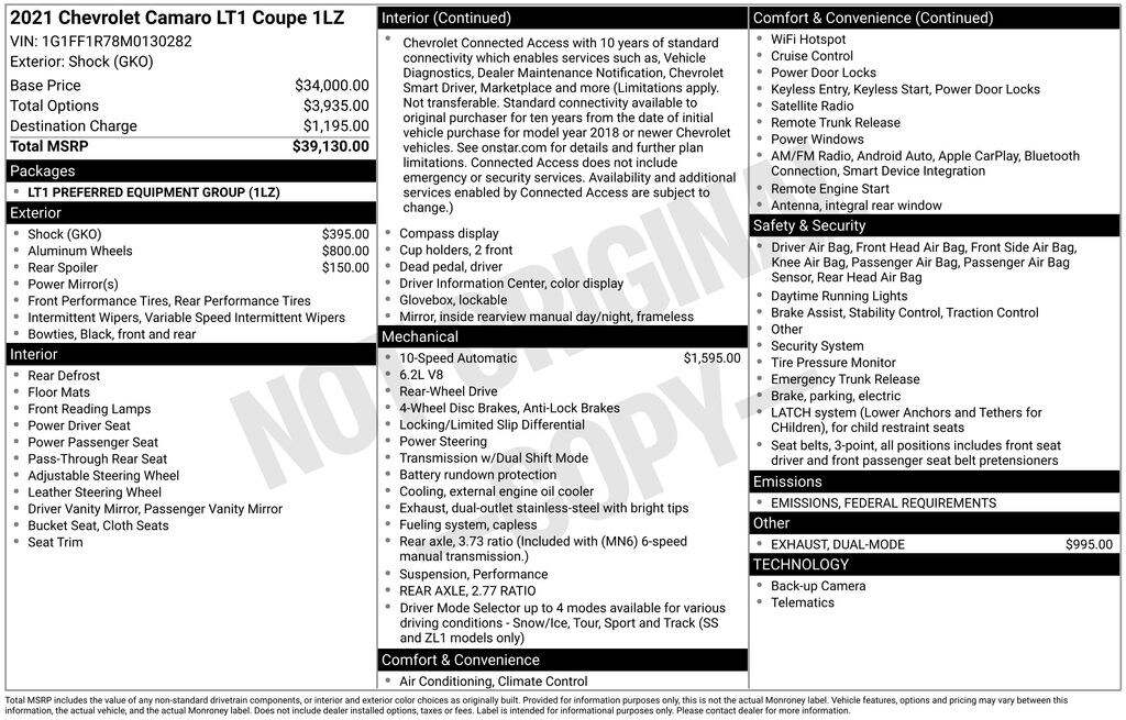 Used 2021 Chevrolet Camaro LT1 Coupe
