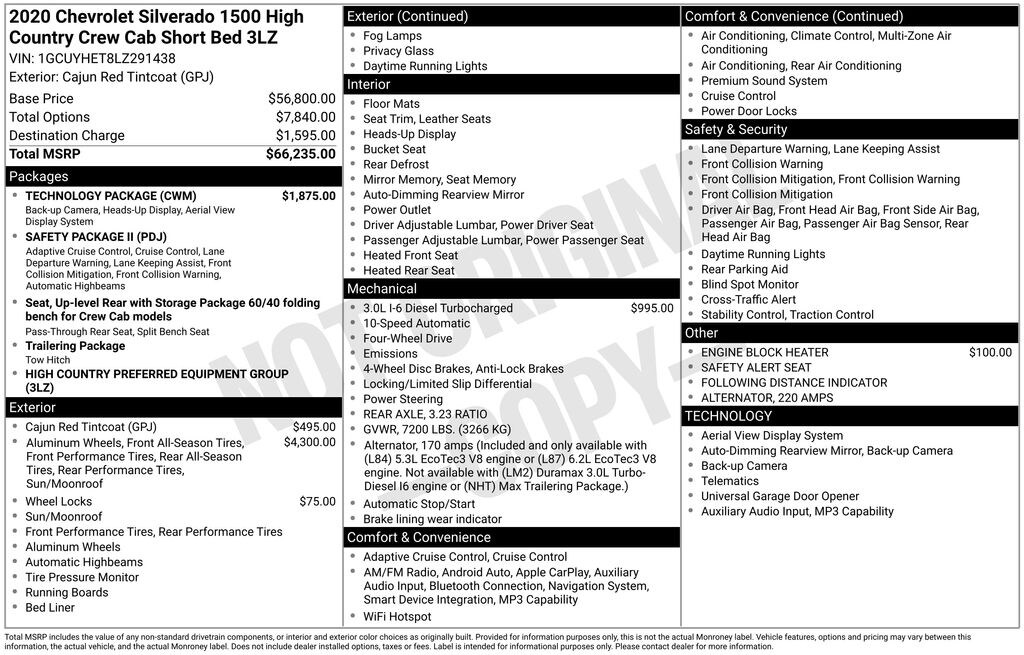 Used 2020 Chevrolet Silverado 1500 High Country Truck