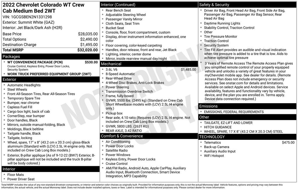 Used 2022 Chevrolet Colorado Work Truck Truck