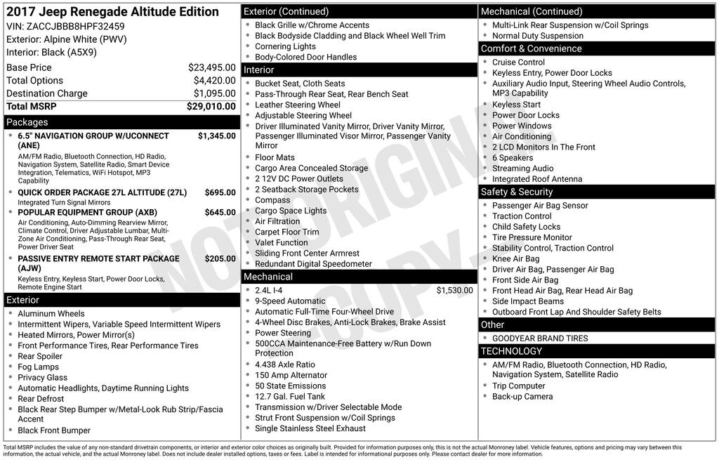 Used 2017 Jeep Renegade Altitude SUV