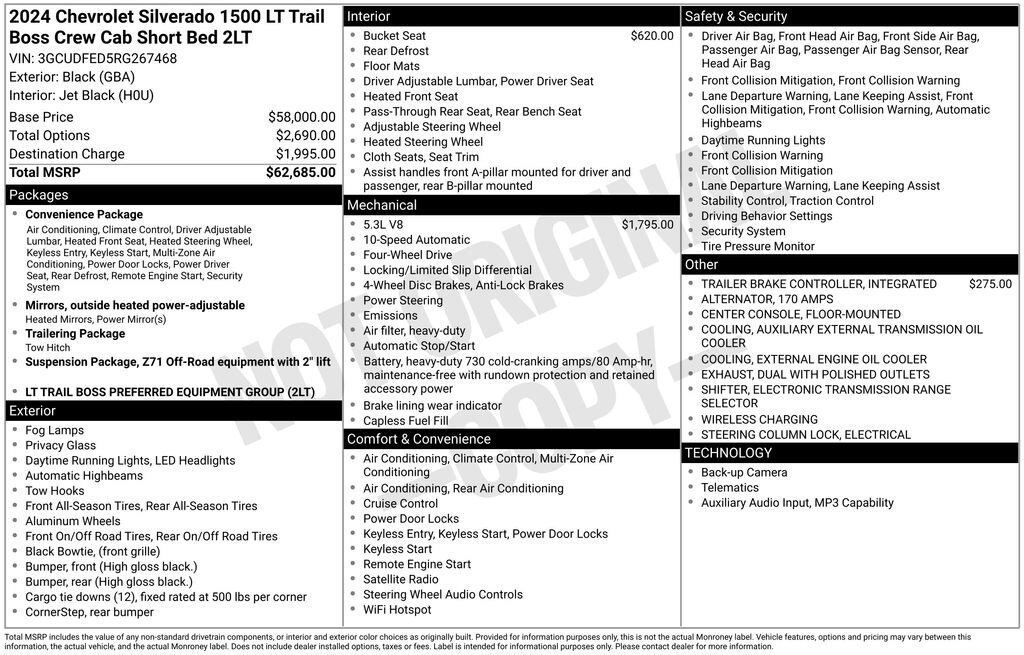 Used 2024 Chevrolet Silverado 1500 LT Trail Boss Truck