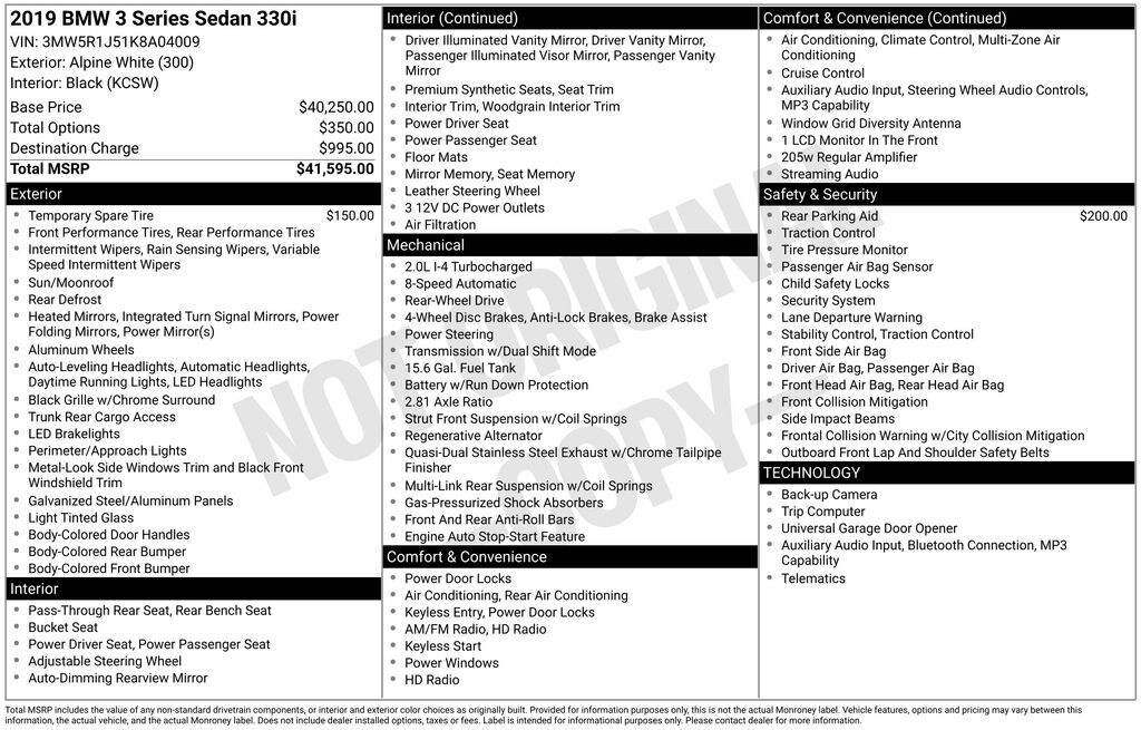 Used 2019 BMW 3 Series 330i Sedan