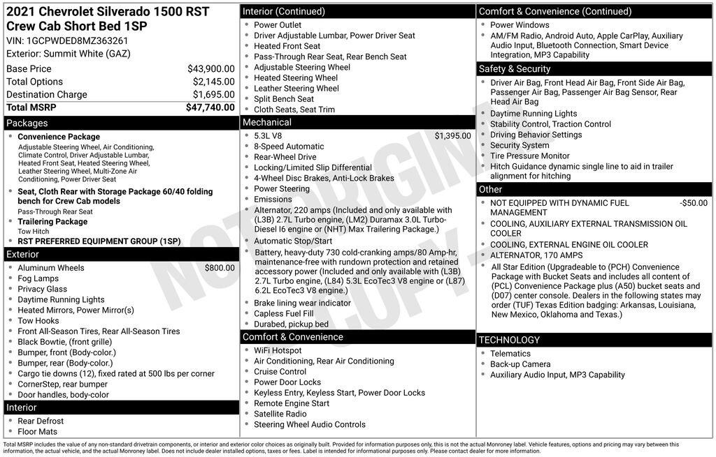 Used 2021 Chevrolet Silverado 1500 RST Truck