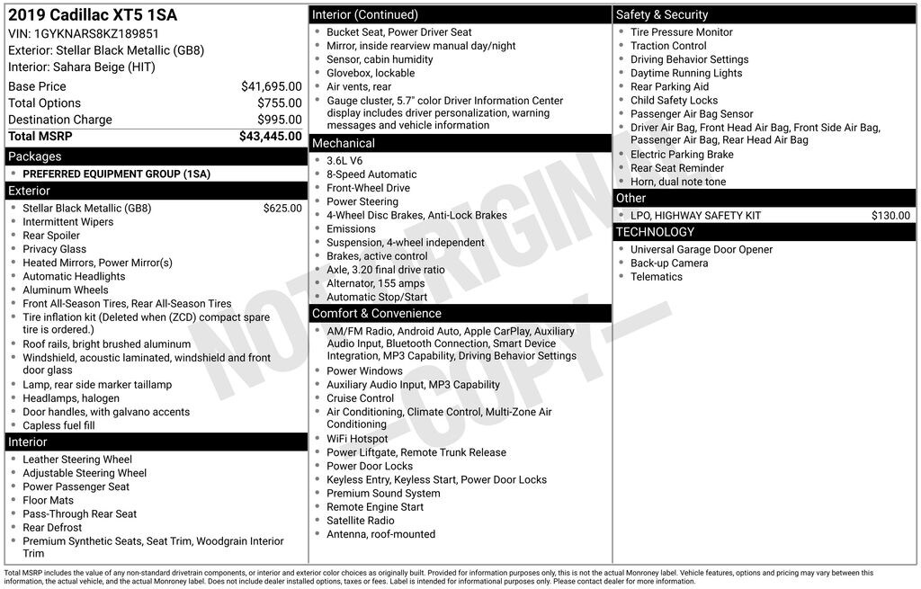 Used 2019 Cadillac XT5 Base SUV