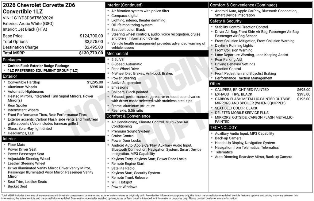 Used 2026 Chevrolet Corvette Z06 Convertible