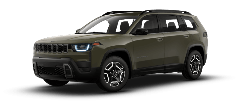 Green Jeep Cherokee shown from a front three-quarter angle.