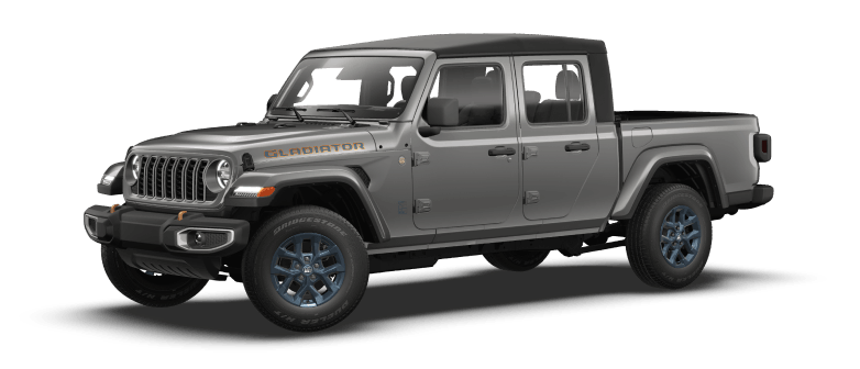 Gray Jeep Gladiator shown from a front three-quarter angle.