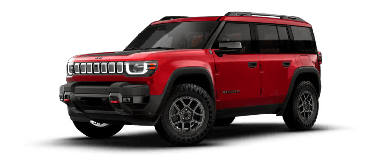 Red Jeep Recon shown from a front three-quarter angle.